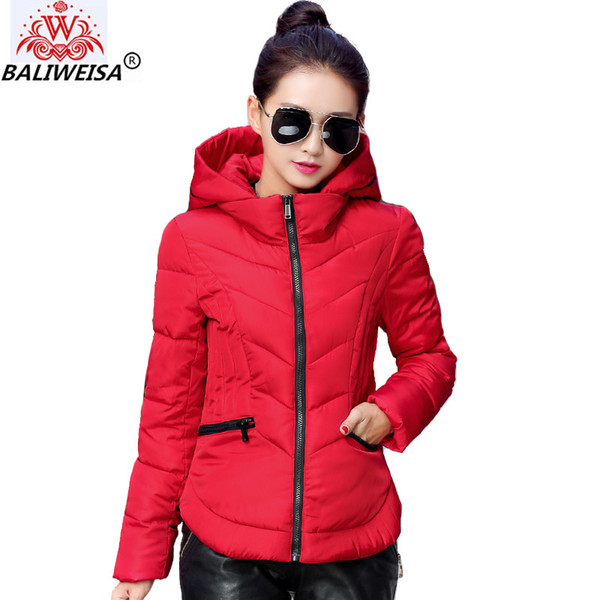 New 2019 Fashion Short Winter Jacket Women Slim Female Coat Thicken Parka Cotton Hooded Fur Collar candy-colored Ladies Jacket