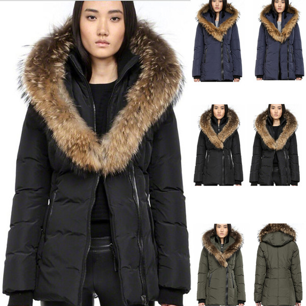 Canadian Women's Brand Mac F4 Adali Fitted Raccoon Fur Collar Women's Down Parker Coat Down Jacket for Women Outdoor -20 degrees Cold Warm