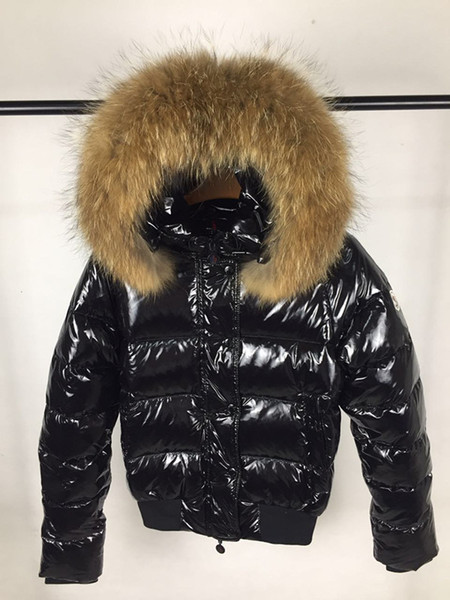 Women Winter Big Fur White Duck Down Jacket Women Zipper Short Hooded Winter Warm Windproof Coat