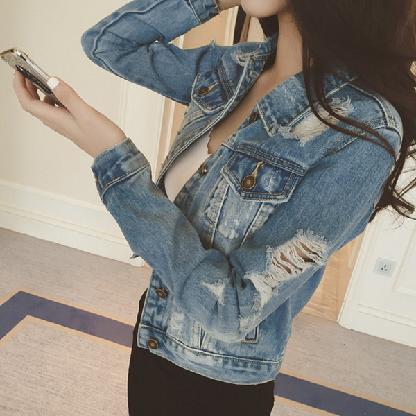 New Women Basic Coats Autumn and Winter Women Denim Jacket Vintage Long Sleeve Slim Female Jeans Coats Casual Girls Outwear