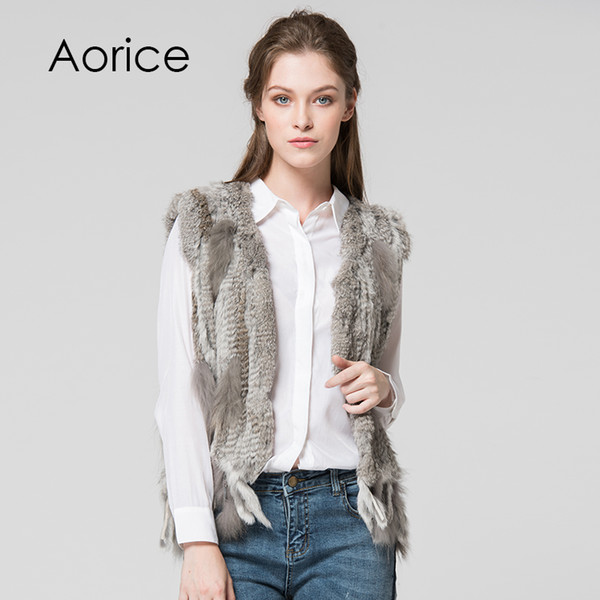 Pudi VR031 Women Knit knitted handmade Rabbit fur vest gilet sleeveless genuine rabbit fur garment waistcoat 8 color 2018 quality A