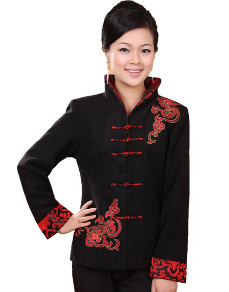 Shanghai Story 2020 Winter Autumn Blend Woolen Jacket Chinese Women's Embroider Jacket Coat Flowers chinese style jacket Plus size 2 color