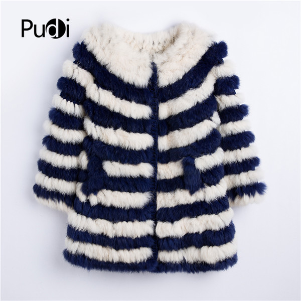 Pudi women Real rabbit fur coat jacket new girl genuine fur knit outwear shawl overcoats CT908