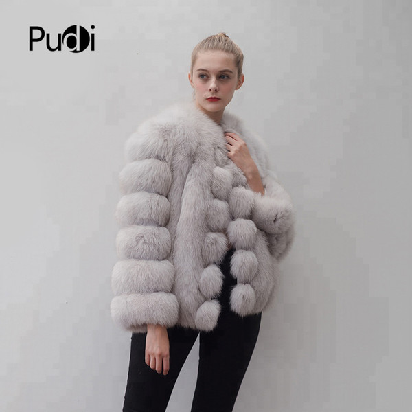 Pudi CT917 women Real fox fur coat jacket overcoat lady fashion winter warm genuine natural fur coat outwear