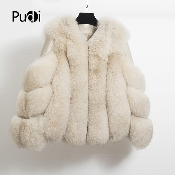 Pudi CT912 women knitted Real fox fur coat jacket overcoat lady fashion winter warm genuine fur coat outwear