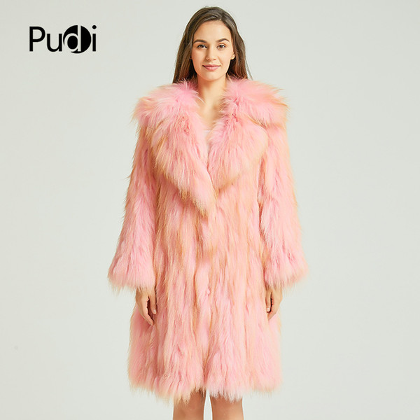 CT825 2018 new women fashion real fox fur over coat girl leisure solid jacket long coat 2018 fall winter coat