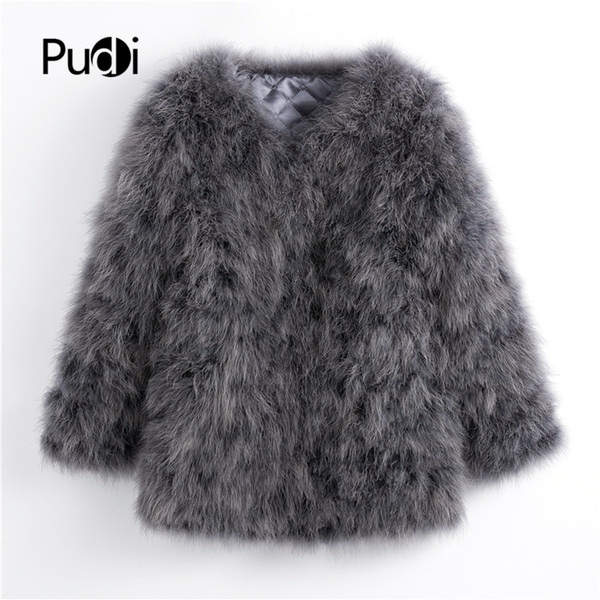 CT901 Pudi new autumn women candy color real Ostrich hair fur coat lady Turkey hair casual coat