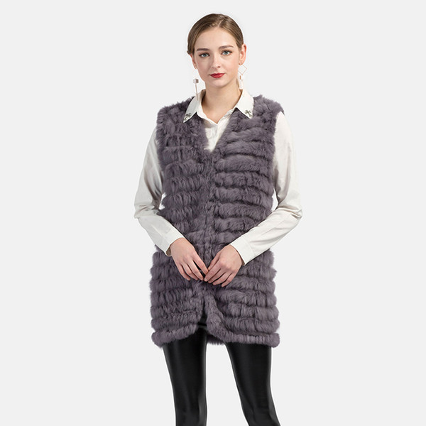 Pudi VT7012 The new women's vest long winter fur vest comfortable rabbit fur vest a variety of color optional quality A