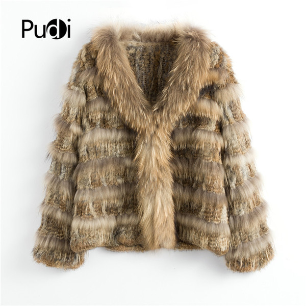 CT904 Pudi new autumn women genuine rabbit fur coat with real raccoon fur collar body tassel lady casual coat