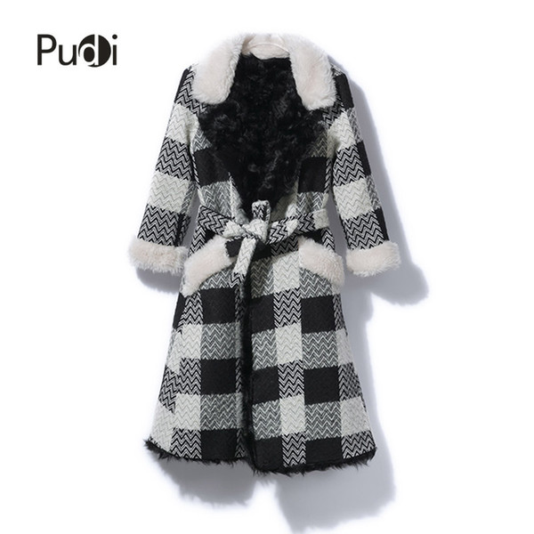 CT816 new women fashion real sheep fur over coat girl leisure plaid jacket coat Sale-SellerNEW