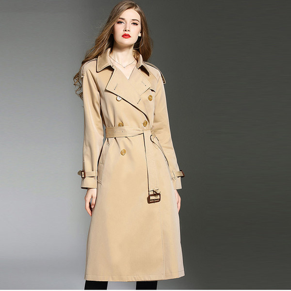 New Autumn Winter Waterproof Coat England Length Women's Outerwear Coats Slim Sexy Trench Coats High Quality Outwear Overcoat