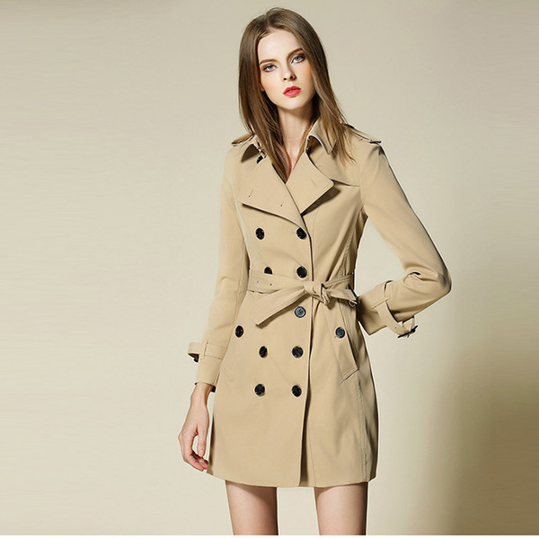 Newest Spring Autumn Women Trench Coat England Style Overcoat High Quality Handsome Double Breasted Outerwear Coats