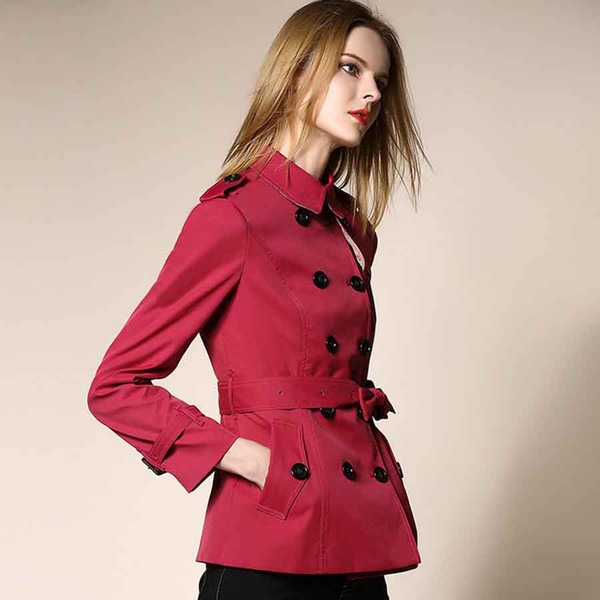 Autumn Women Classic Fashion England Style Short Trench Coat High Quality Brand Designer Casual Ladies Jackets Hot Sale