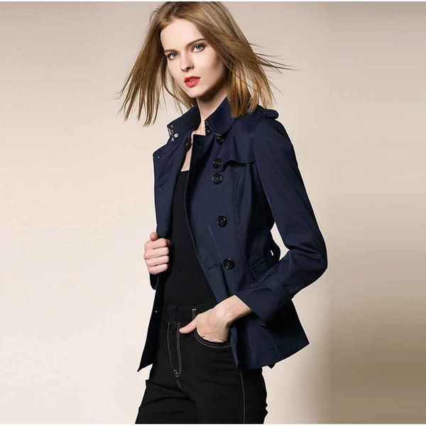 Autumn Women Clothing Long Sleeve Fashion Women Coat Double Breasted England Short Trench Coat Jackets Ladies Outerwear Slim