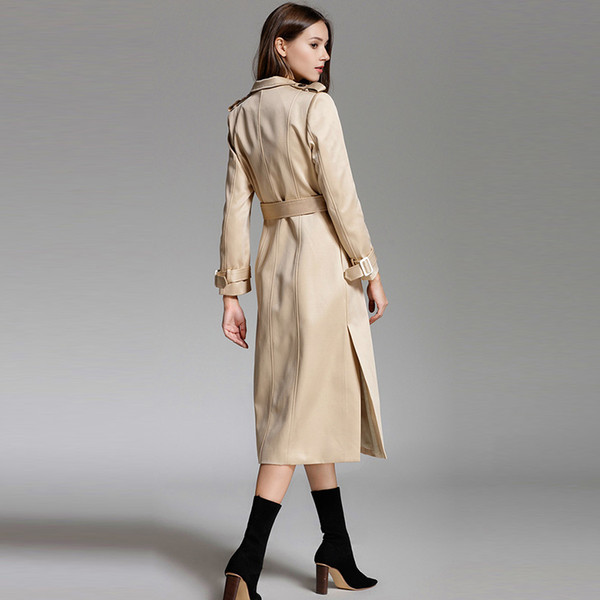 New Autumn Winter Women's Classic Frenulum Trench Coats Ladies Elegant Long Sleeve Coats Girls Fashion Slim Long Surcoat Jacket