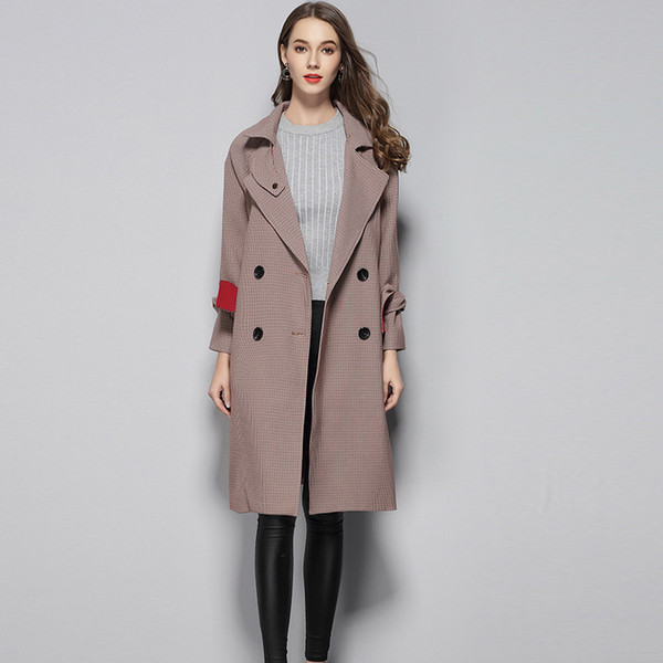 Autumn Winter Women Clothing Fashion England Overcoat Women Plaid Outerwear Hot Sale Long Sleeve Vintage Women Jackets