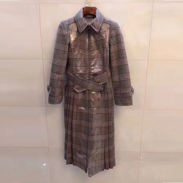 Elegant Long Coat Women Casual Long Sleeve Jackets Brand 2019 New Fashion Autumn Winter Plaid Trench Coat With Belt