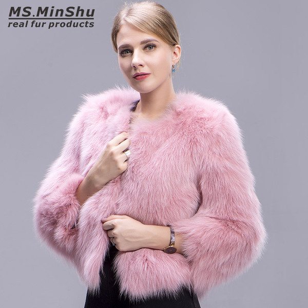 Fur Jacket Girl 100% Genuine Fox Outwear Short Style Natural Fur Garment Ms.MinShu Winter Fox Coat for Girl Outerwear