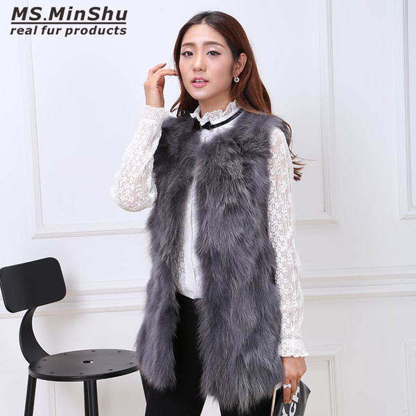 Real Fox Fur Coat Fashion Fur Vest Genuine Fox Jacket Lady's Gelit Without Sleeve Sleeveless Waistcoat Female