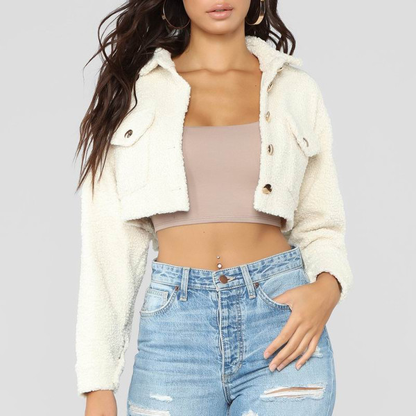 2019 Pydownlake Spring/Autumn Slim Thicken Women Short Jacket Ladies Cashmere Blend Coat Turn Down Collar Coat Chaqueta Mujer