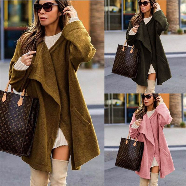 2019 Spring Fashion Women Cardigan Loose Knitted Long Sleeve Autumn Winter Warm Soft Outerwear Jacket Coat For Women Gir Trench coat