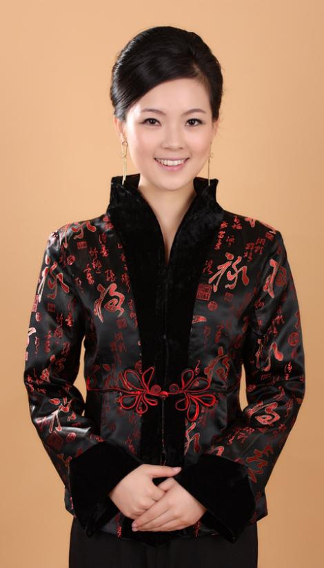 Shanghai Story Spring hot sale velvet collar Black Red Chinese Women's Satin Polyester Fleece Jacket Coat SIze M L XL XXL XXXL