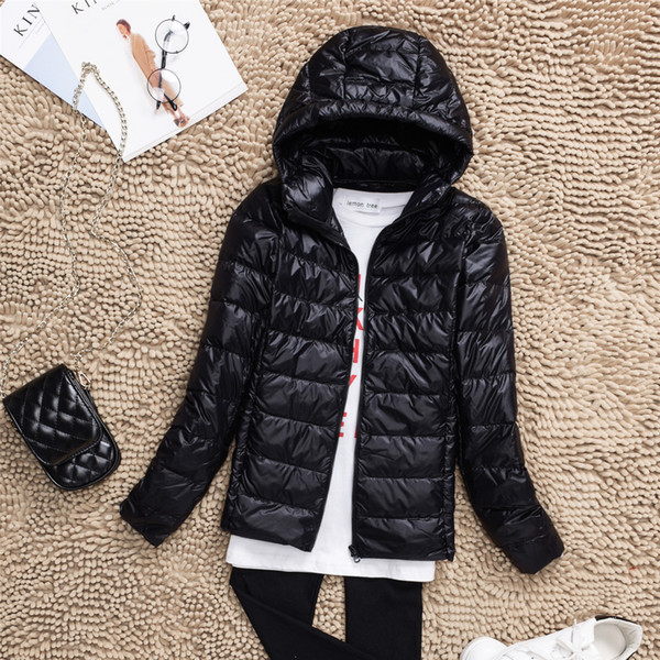 Shanghai Story Autumn Winter Women Down Jacket Duck Down Hooded Ultra Light Hood 90% Duck Down Jackets Zipper