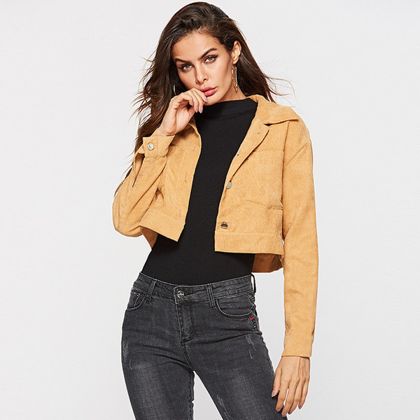 Beauty Garden 2019 Women Autumn Slim Fit Short Yellow Jacket Fashion Single Breasted Jean Jackets Fall Lady Wear Tops Coat designer jacket