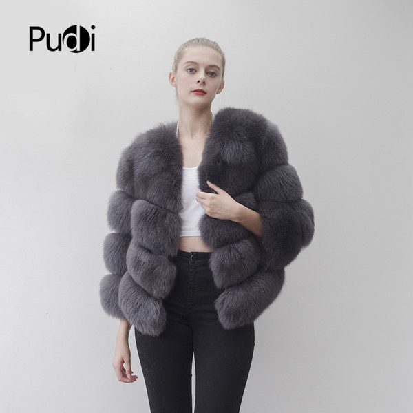 Pudi CT919 women Real fox fur coat jacket overcoat lady fashion winter warm genuine natural fur luxury outwear