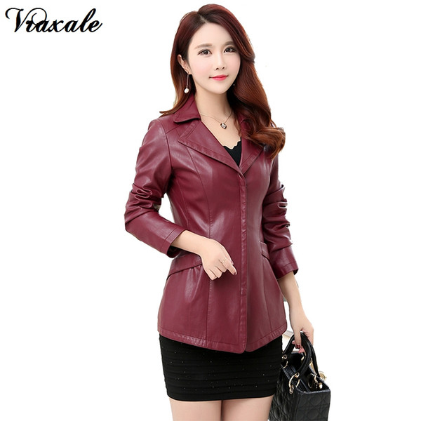 2017 Autumn New Women's Suits Leather Clothing Jacket Fashion Plus Size 4XL Slim Outerwear Female