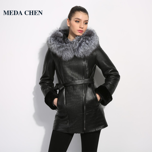 jacket women's winter Genuine Leather women Leather clothing Good quality fur coats coat sheepskin coat fox fur collar