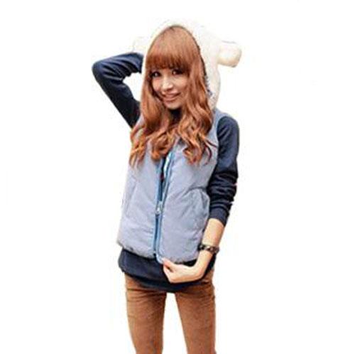 Women Spring and Autumn Thicken Cotton Vest Casual Cotton Sleeveless Jackets Short Hooded Fleece Outwear Sleeveless Zipper Cardigans