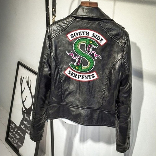 2018 Riverdale Southside Serpents Female Coats Print Punk Leather Harley Locomotive zipper Jackets For Women Hip-Hop Streetwear