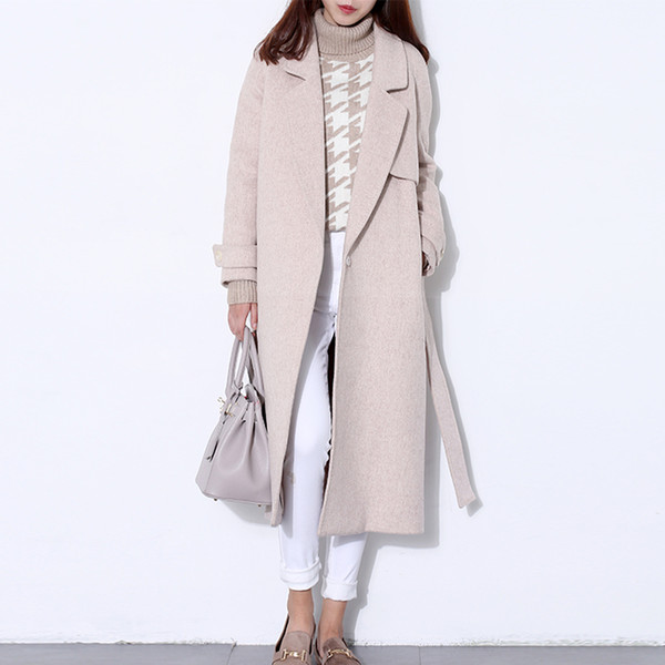 wool coat women's long maxi coat winter Wool Blends runway fashion black thick warm outfit high quality