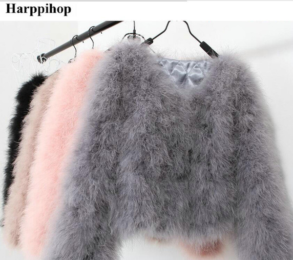 13 colors fashion sexy Ostrich wool turkey fur 2017 wool coat feather fur short jacket angelababy free shipping