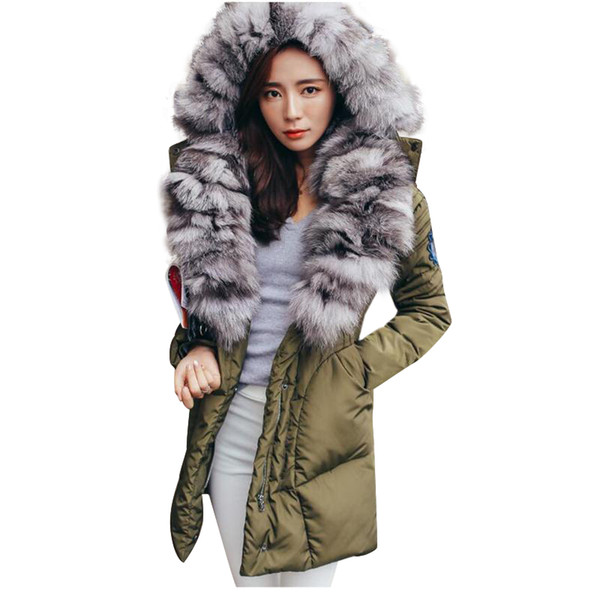 TOP Quality Large Real Fox Fur 2017 Winter Jacket Women Natural Fur Collar Hooded Down Jacket For Women Winter coat female Parka