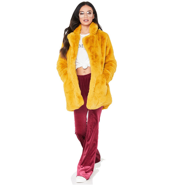 Long Winter Faux Fur Coat Women Thicken Winter Fake Fur Streetwear Coat Female Warm Ticket fake coats for women