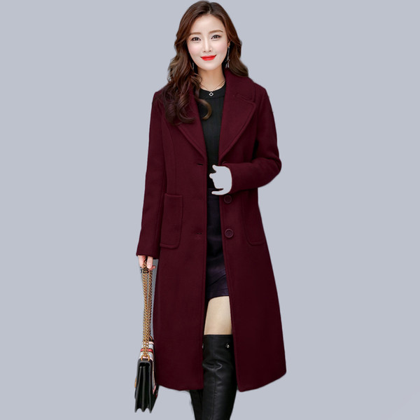 X-Long Woolen Coats Autumn Winter Women Fashion Long Sleeve Woolen Coat Slim Thicken Wool Outerwear Windbreaker Plus M-4XL