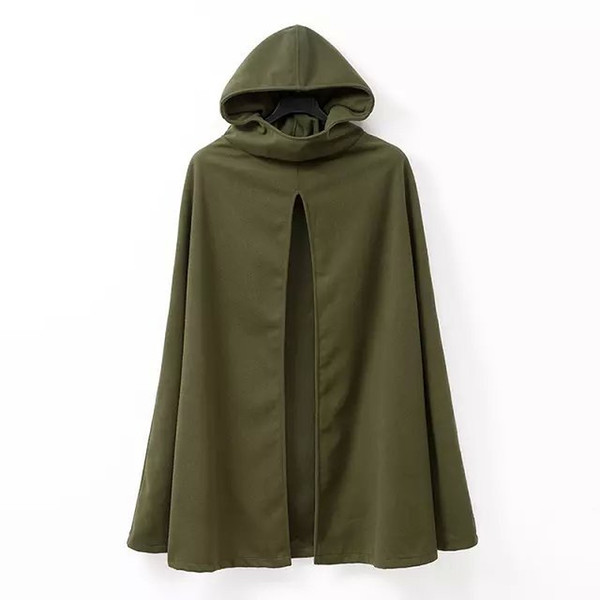 2016 Fashion Hooded Cape Coat Poncho Jacket Women Autumn Winter Outerwear Coat Loose Amry Green Color Casacos Femininos