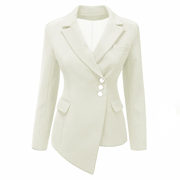 Women office Coat Plus Size Autumn Lady Lapel Single-Breasted Asymmetric Girl Fashion Blazer Long Sleeve jacket Slim office wear