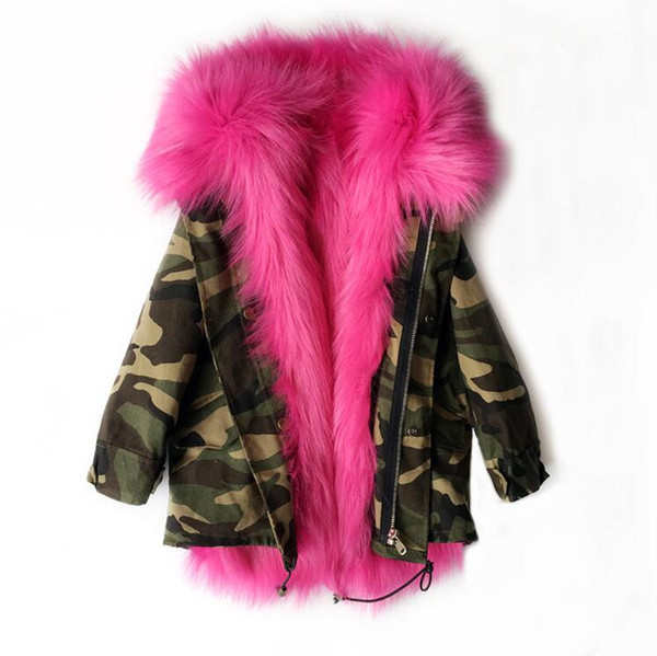 Free DHL Women's Winter Coat Faux Fox Fur Liner Detachable Jackets Ladies Outerwear Female Girl Thicken Warm Coat Parkas For Women