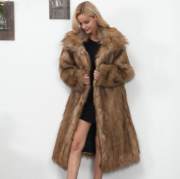 New Women's Autumn Winter Fluffy Plus Long Faux Fox Hair Raccoon Fur Coat Elegant Female Clothing Slim Warm Lady Jacket