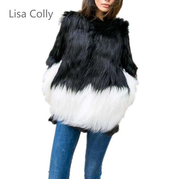 Lisa Colly Plus size 6XL Fluffy long faux fur coat Overcoat womens Winter fake fur Jacket coat female Fashion outerwear