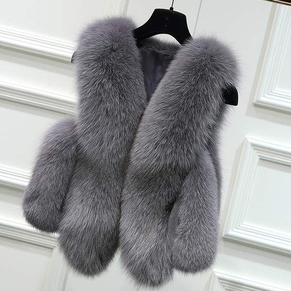 2017 New Winter Thick Warm Fur Vests Coat Women Faux Fox Fur Vest Short Coats High Quality Waistcoat Female Jacket Outerwear