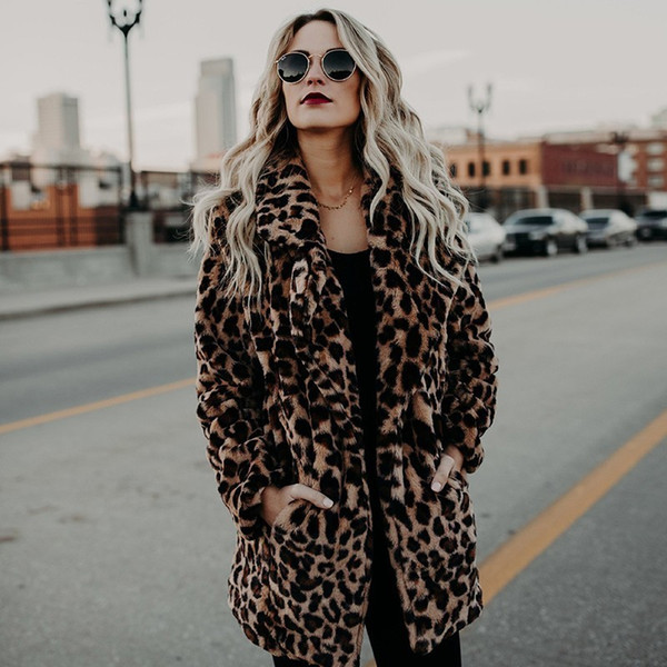 Try Everything Leopard Print Faux Fur Coat Jacket Women Winter 2018 Fashion Faux Fur Jacket Leopard Women Cardigan Plus Size