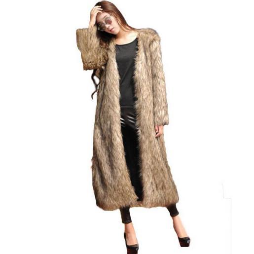 New Women Coats Long Furry Winter Faux Fur Coat Ladies Outwear Long Sleeve Furry Luxury Female Plus Size Fur Coats G471