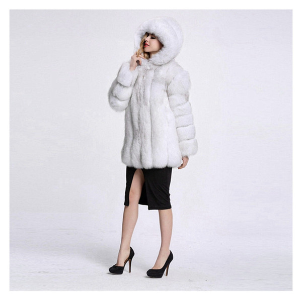 winter women's long faux fur coat artificial trim fur outwear