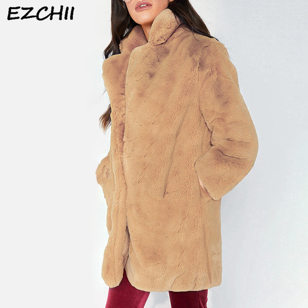 Fashion Women Fur Coat Soft Faux Fur Coat Turn Down Collar Winter Woman Thick Warm Long Female Jacket Casaco Feminino