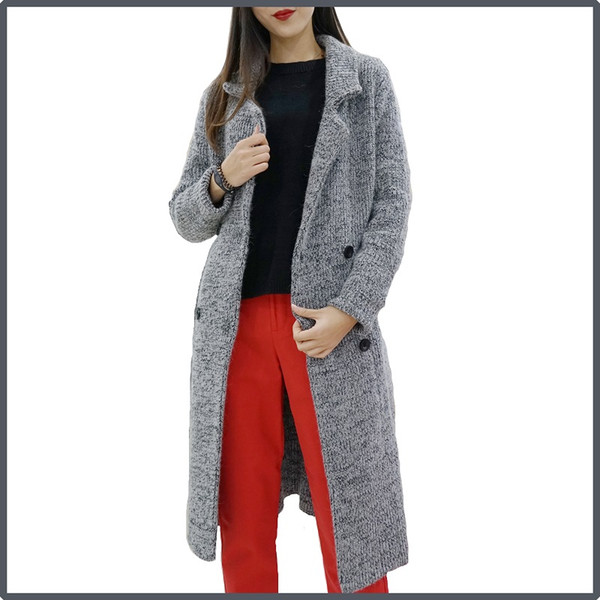 Women Sweater Cardigan Autumn Winter Fashion Casual Thick Knitting Cardigan Sweaters With Belt Female Long Coat