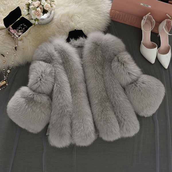 2018 Winter Women Faux Fox Fur Coat Thick Warm Hairy Jacket Outwear Luxury Fake Fur Fluffy Coats Ladies Overcoat Manteau Femme